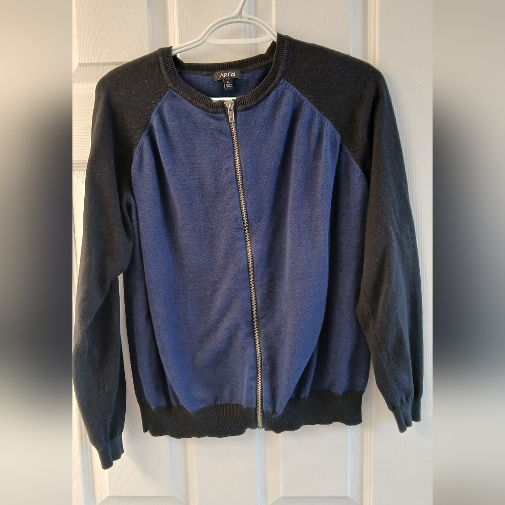 APT.9 Colorblock Full‑Zip Cardigan Sweater – XL